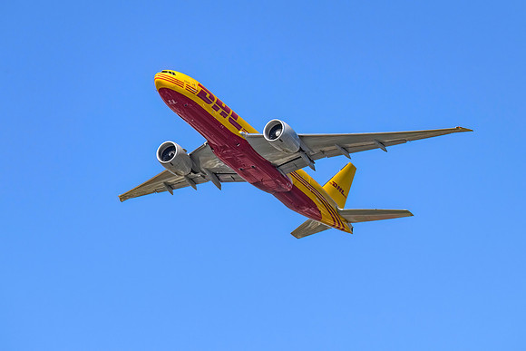 DHL Boeing Aircraft in the blue sky