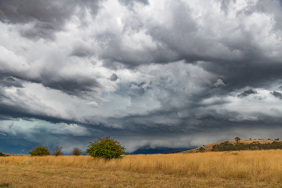 Wild storm approaching over the rural countryside