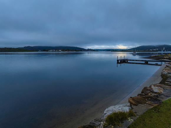 Foggy sunrise over the bay