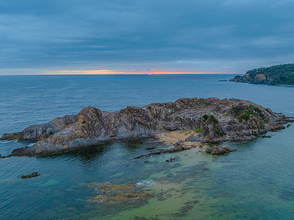 Cloud-covered sunrise over Guerilla Bay