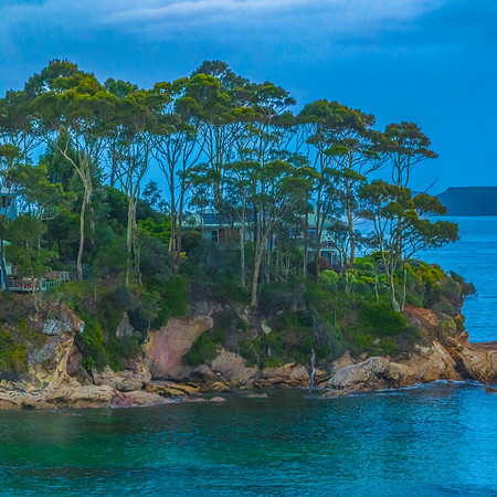 House amongst the trees on the headland with sea views