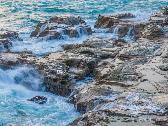 Top down rocky seascape in the sunrise light