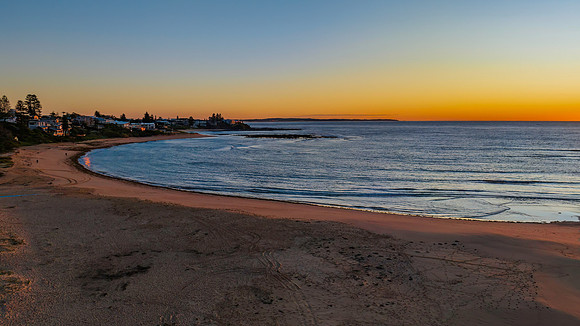 Aerial sunrise seascape with  clear skies