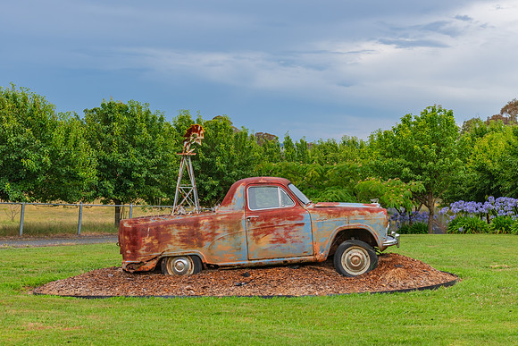 Old rusted motor vehicle on a rural property