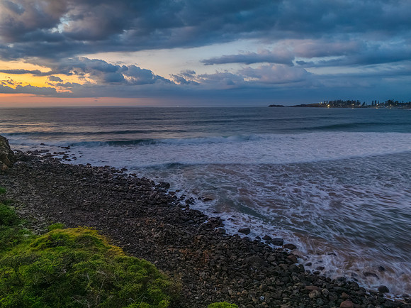Aerial sunrise views over Bombo Beach at Kiama