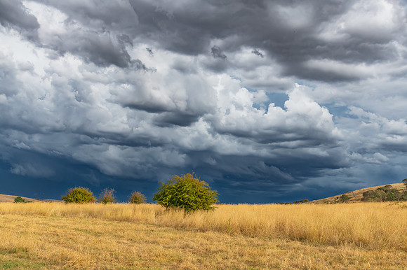 Wild storm approaching over the rural countryside