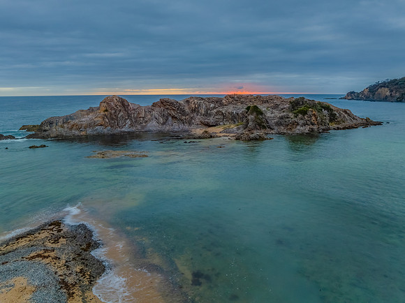 Cloud-covered sunrise over Guerilla Bay