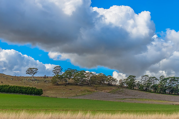 Clouds and a Winter sky over rural land