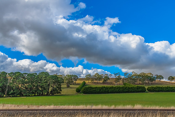 Clouds and a Winter sky over rural land
