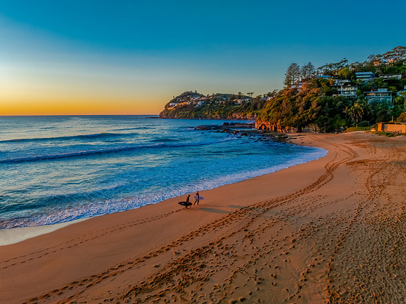 Sunrise at the seaside with a cloudless sky