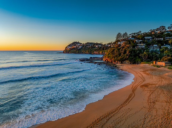Sunrise at the seaside with a cloudless sky