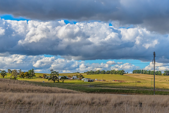 Clouds and a Winter sky over rural land