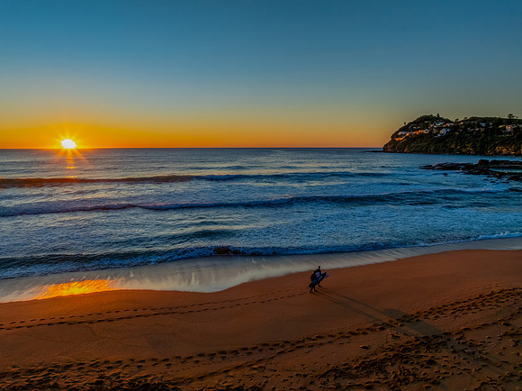 Sunrise at the seaside with a cloudless sky