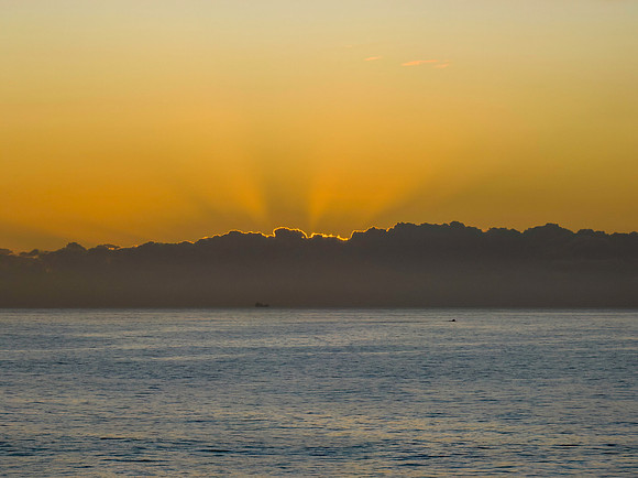 Sunrise and sun rays over the sea