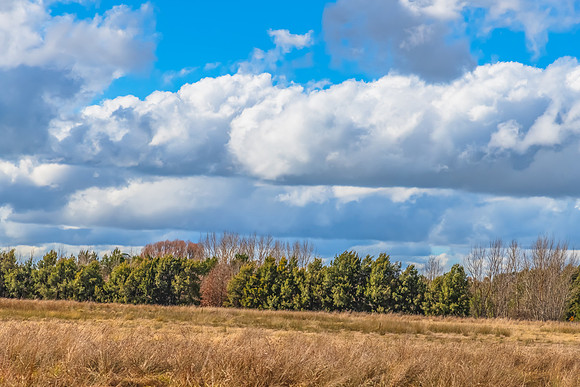 Clouds and a Winter sky over rural land