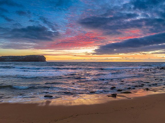 Sunrise seascape with clouds