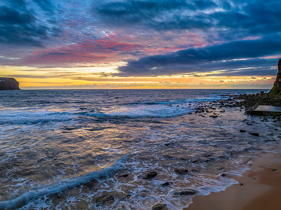 Sunrise seascape with clouds