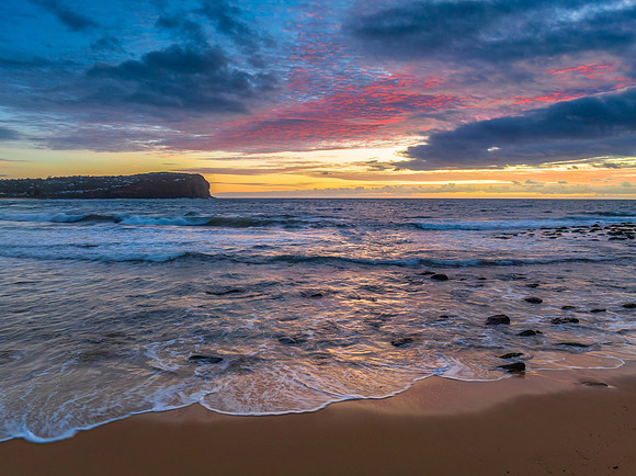 Sunrise seascape with clouds