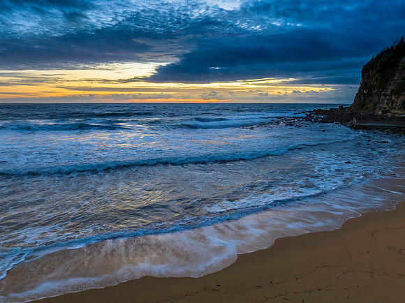 Sunrise seascape with clouds