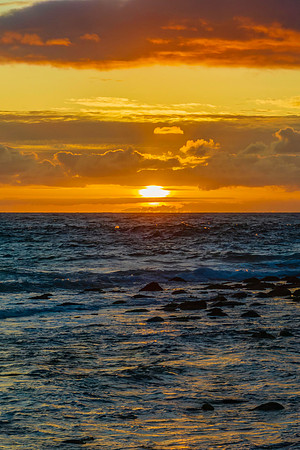 Sunrise seascape with clouds