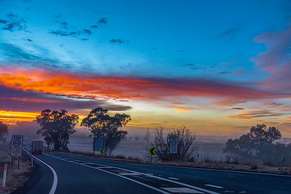 Winter Sunrise over the Australian countryside on the outskirts