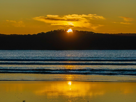 Aerial sunrise at the beach