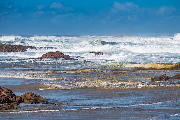 Turbulent and discoloured sea water - A wild day at the seaside