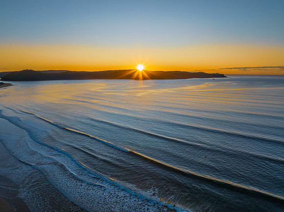 Aerial sunrise at the seaside