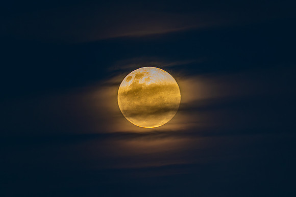 November's 'Beaver' Full Moon Supermoon Rising in the Twilight E