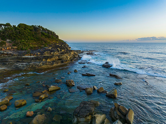 Aerial Sunrise Seascape at Rocky Inlet