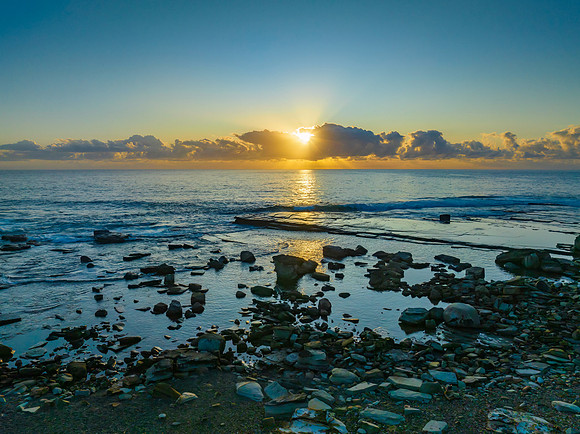 Sunrise Seascape with Crepuscular Rays