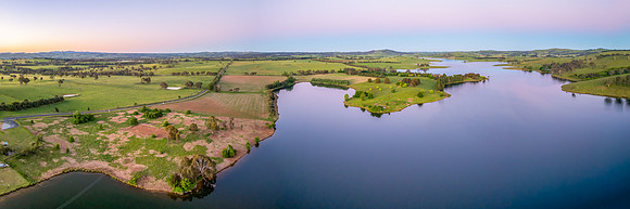 Clear Sky Soft Pink Sunset Over Carcoar Dam