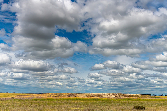 Clouds over the golden pastures in the Riverina countryside