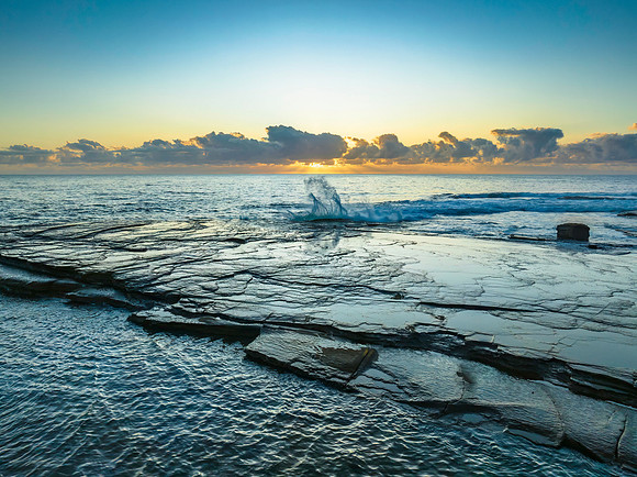 Aerial Sunrise Seascape at Rocky Inlet