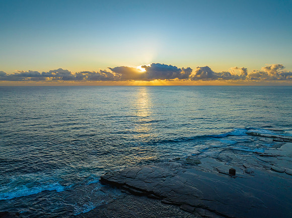 Sunrise Seascape with Crepuscular Rays