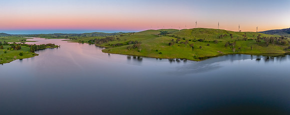 Panorama Pink Sunset Over Carcoar Dam