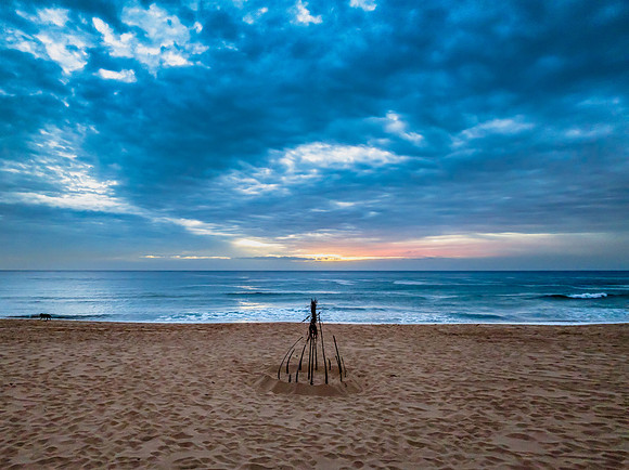 Sunrise at the Seaside with rain clouds