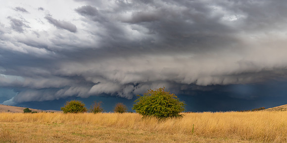 Wild storm approaching over the rural countryside