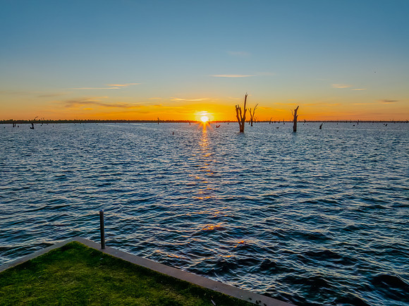 Sunrise over Lake Mulwala and the dead River Gum trees