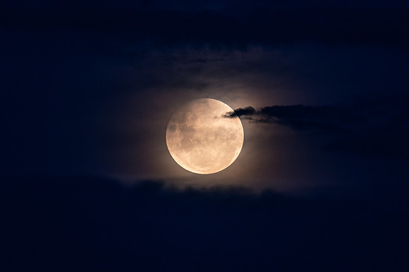 Partial Lunar Eclipse - Blood Moon, Full Moon and clouds