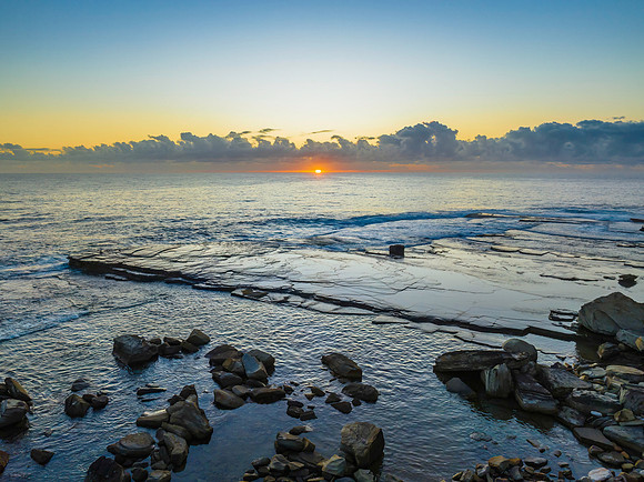 Aerial Sunrise Seascape at Rocky Inlet