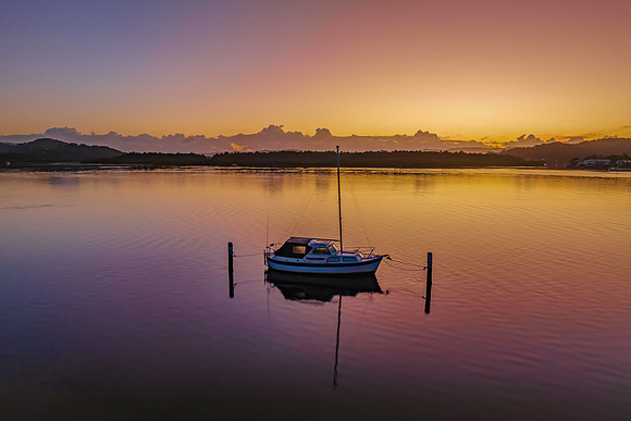 Soft and subtle sunrise waterscape over the bay