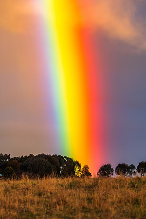 Rainbow over the rural countryside