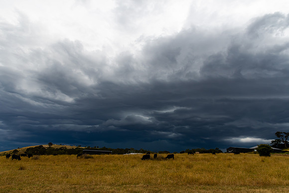 Stormy skies over the rural countryside