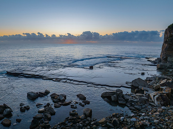 Aerial Sunrise Seascape at Rocky Inlet
