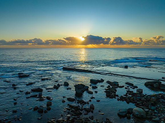 Sunrise Seascape with Crepuscular Rays
