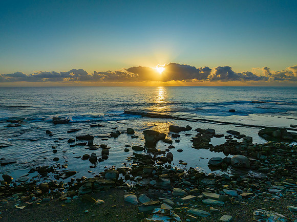 Sunrise Seascape with Crepuscular Rays