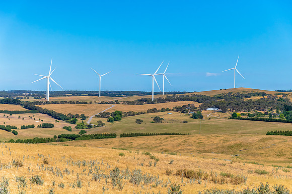 Summer's fields and wind turbines around Crookwell