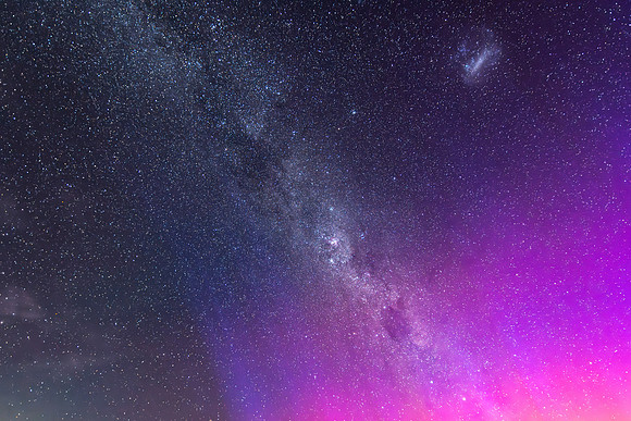 A Pink Aurora Australis and the Milky Way Shimmers in the Night
