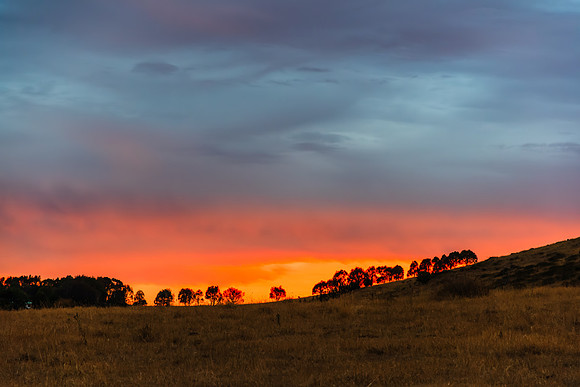 Twilight Sky with Passing Rain Clouds over the Countryside